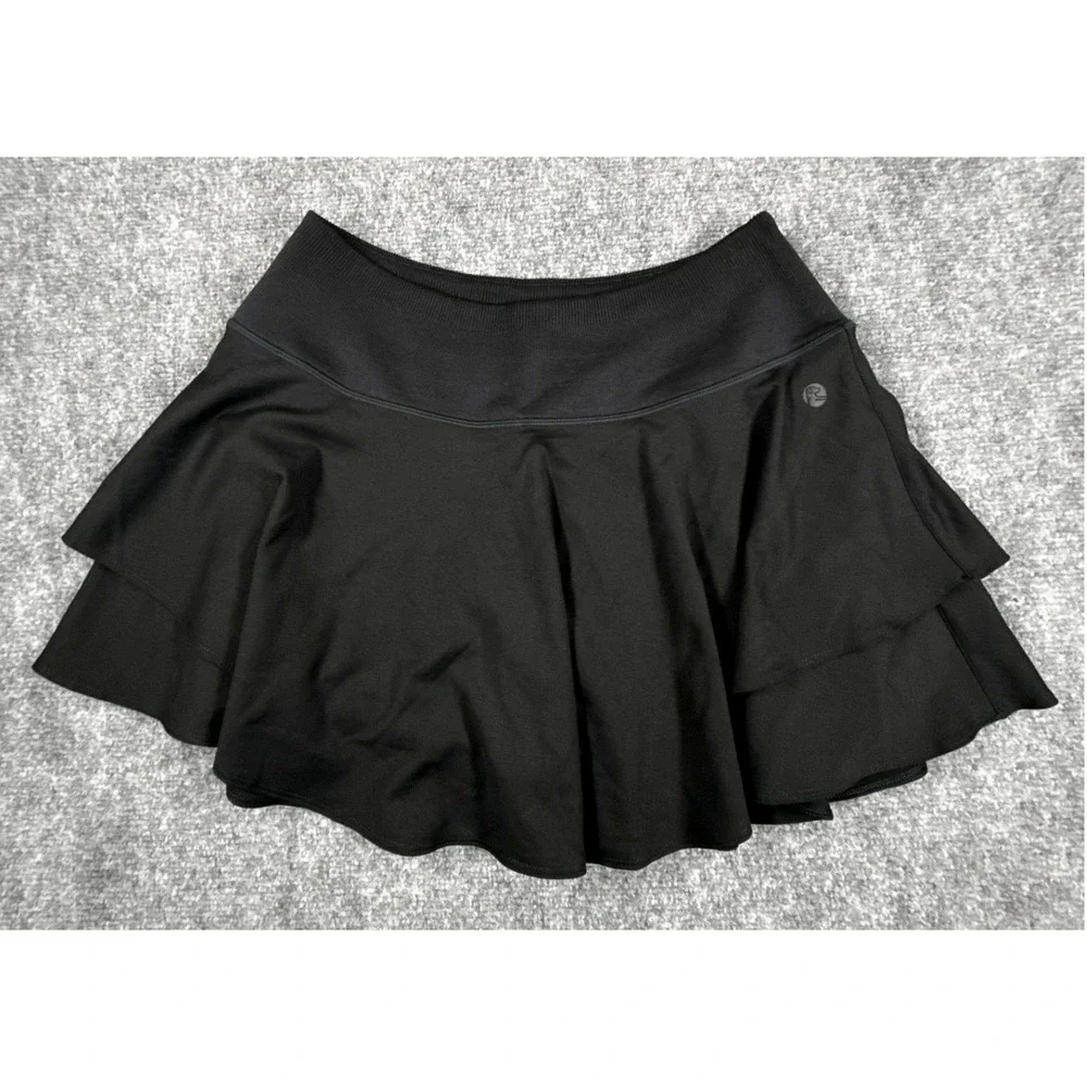 Rhoback Womens Size Medium Black Tiered Ruffle Active Golf Tennis Skort - Picture 1 of 14